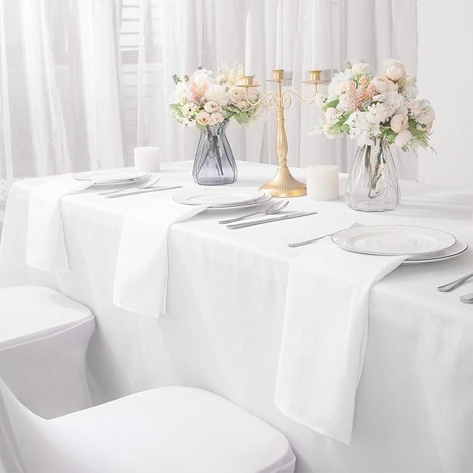 50pcs Polyester Cloth Napkins - 17 x 17 inch White Dinner Washable Napkins with Hemmed Edges for Restaurant/Wedding/Hotel(50,White)