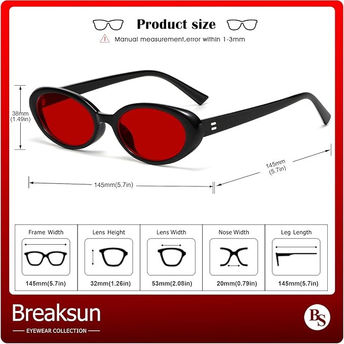 Retro Oval Sunglasses for Women Men Fashion Small Oval Sunglasses 90s Vintage Shades