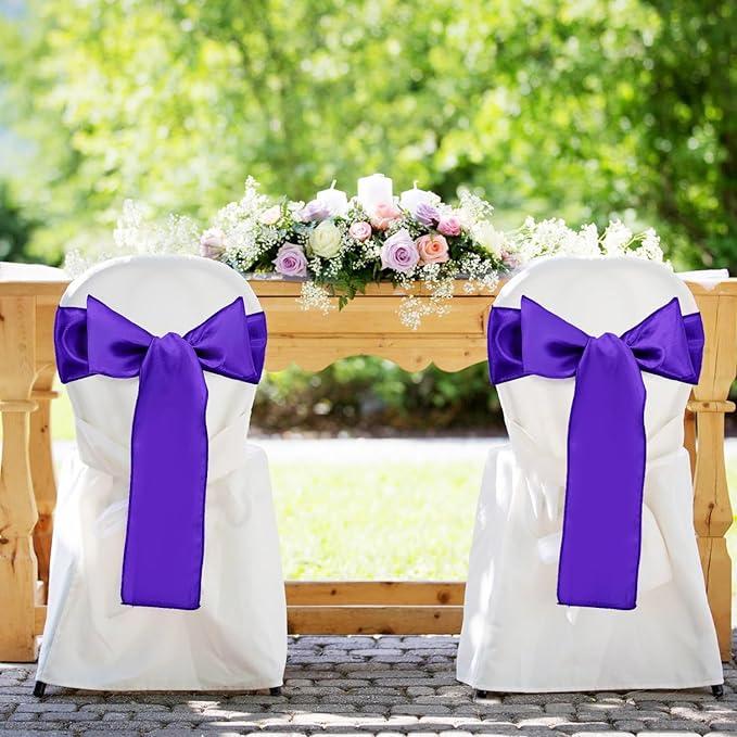 5-Pack Satin Table Runner Purple 12 x 108 Inch Long Silk Satin Table Runners for Wedding,Graduations,Engagements,Birthday Party and Banquet Decoration(5 Pack, 12x108 Inch, Purple)