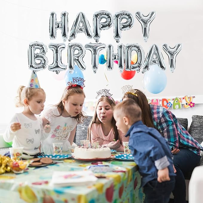 TONIFUL 16 Inch Silver Letter A-Z Balloons,Custom Phrase Mylar Foil Alphabet Letter DIY Personalized Phrase Banner for Birthday Anniversary Celebration Graduation Party Supplies Decoration (26 Pcs)