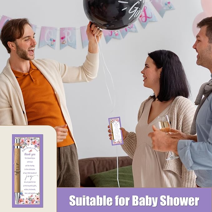 Baby Shower Favors for 30 Guests, 30 Pcs Thank You Gifts, Baby Shower Sets Included Bamboo Pens Greeting Cards, Gender Reveal Souvenirs Prizes, Butterflies Gender Reveal Decor