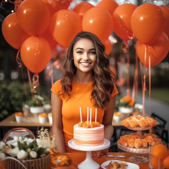 130PCS Orange Balloons, Latex Balloons Different Sizes 18/12/10/5 Inch, Helium Balloons with Ribbon, Party Balloon Set for Birthday Wedding Graduation Anniversary Baby Shower Decorations.