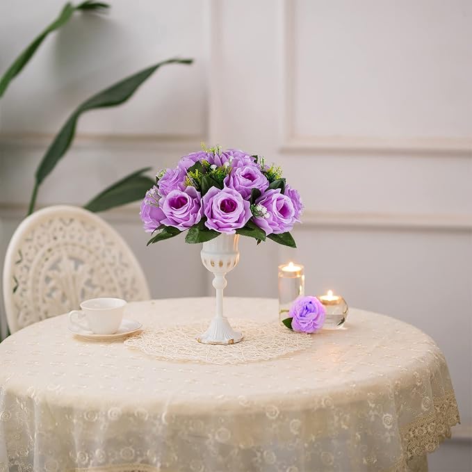 BLOSMON Flower Balls Wedding Rose Centerpieces 6 Pcs Lilac Fake Flowers Kissing Balls Decor Artificial Floral Arrangements Flower Bouquet of Roses Home Party Room Table DIY Decorations
