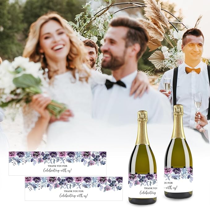 100PCS Wedding Water Bottle Labels Waterproof Greenery Floral Wraps Sticker for Water Bottle Baby Shower Bottle Label for Bridal Shower Party Thanks A12