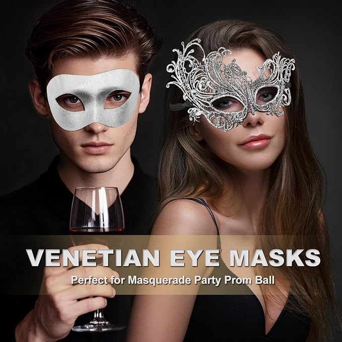 Couple Masquerade Mask for Women Men Venetian Mask Halloween Mask for Party Prom Ball Costume Lace Mask
