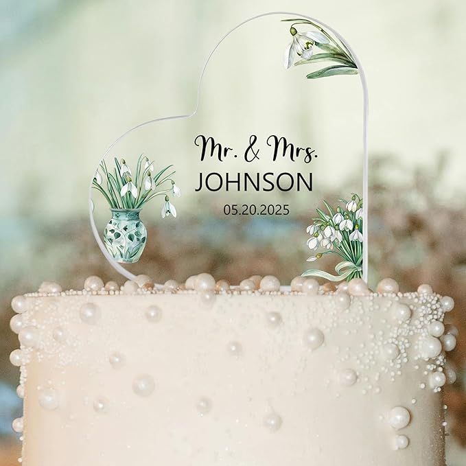 Custom Wedding Heart Acrylic Plaque,Mr & Mrs Cake Topper,Personalized Wedding Keepsake/Gift/Sign (Style 13)