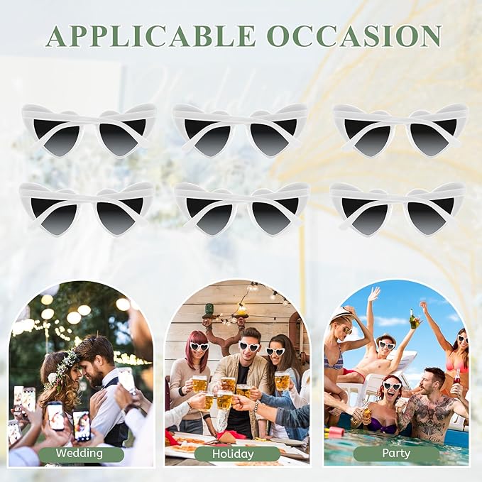 4/6/8/10/12 Pack Bachelorette Sunglasses Heart Sunglasses Vintage Heart Shaped Glasses for Women Bridal Party Wedding