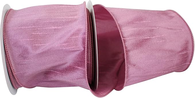 Reliant Ribbon 92975W-122-10F Dupioni Supreme Wired Edge Ribbon, 4 Inch X 10 Yards, Rosy Mauve