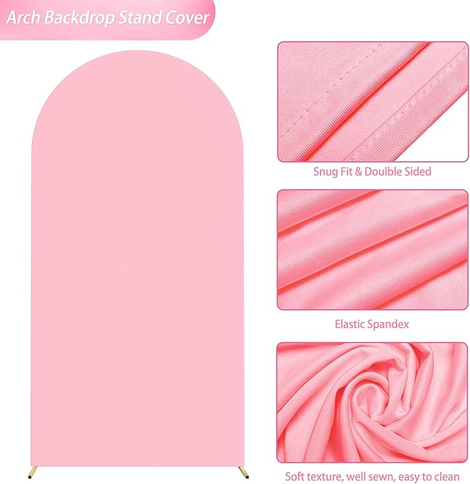 Wokceer 6.6 FT Wedding Arch Stand and Arch Cover, Metal Arch Stand with Arch Stand Cover for Birthday Party Wedding Ceremony Bridal Baby Shower Event Decor, Pink, DoorCover 1.0M-Pink-K