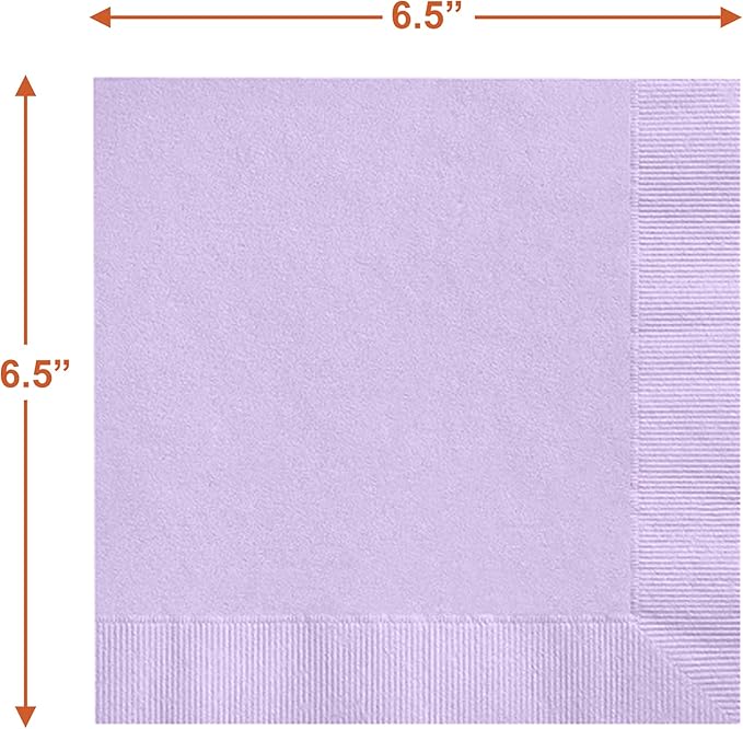 Solid Lavender Purple Paper Dinner Plates and Luncheon Napkins, Purple Party Supplies and Table Decorations (Serves 16)
