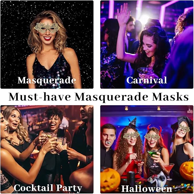 Erythem Masquerade Mask for Women, Venetian Lace Masquerade Mask for Halloween Mardi Gras Costume Party, Fit for Adult