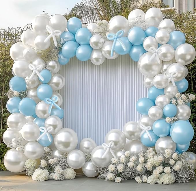 Pearl White Balloon Double Stuffed White Balloons Garland Pearl Cream Beige Arch Kit Ivory Long Balloons Different Size for Birthday Wedding Baby Shower Anniversary Decoration