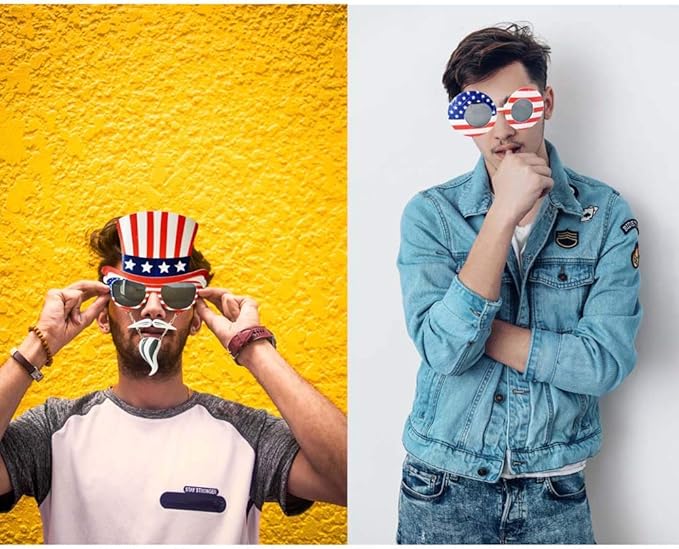 TD.IVES12 Pack American Flag Glasses USA Patriotic Party Sunglasses Masks Cool Shaped Plastic Eyewear for Party Props