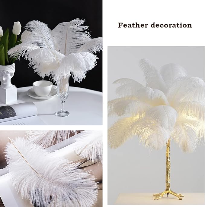 NEWONG 30pcs Light Blue Ostrich Feathers Natural Bulk 8-10in(20-25cm) Vase Craft Wedding Home Party Centerpieces Christmas Day Decoration…