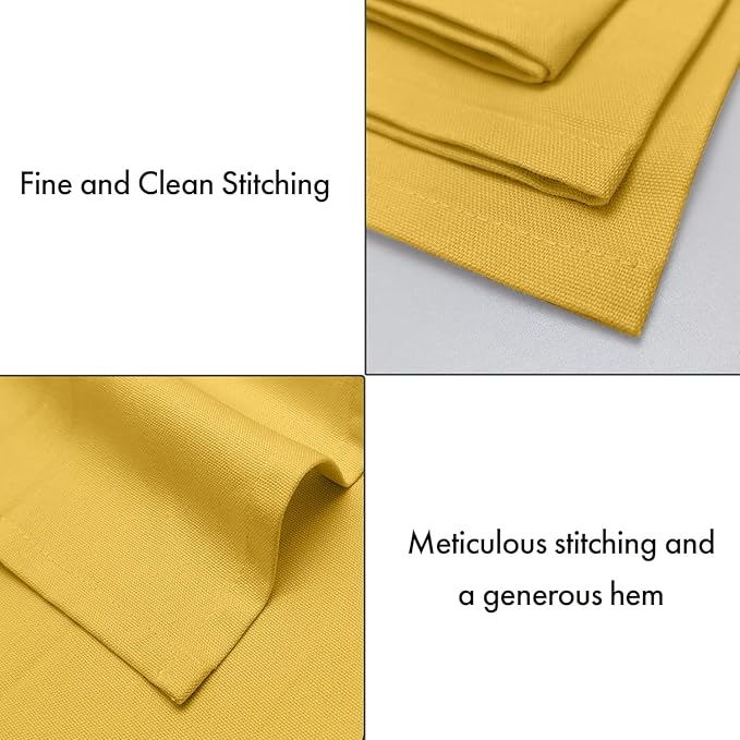 Ruvanti Premium Cloth Napkins Set of 6, 18x18 Inches, 100% Cotton, Washable, Soft & Absorbent, Perfect for Wedding, Christmas, Thanksgiving Dinners - Spicy Mustard