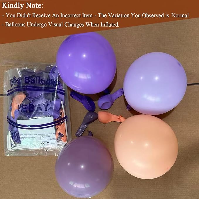 Dusty Purple Balloon Garland Kit, 166Pcs Pastel Lavender and Macaron Orange Balloons for Girls Women Princess Wedding Baby Shower Birthday Party Decorations Supplies