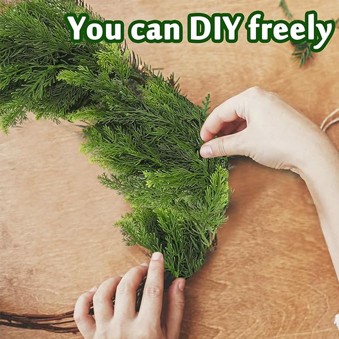 Orgrimmar 12 Pcs Christmas Real Touch Cedar Branches- 18" Artificial Christmas Fake Pine Picks Faux Greenery Stem,Ideal for DIY Crafts, Wreaths & Garland, Indoor/Outdoor Holiday Decor