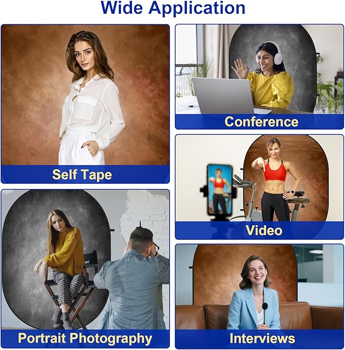 Kate Collapsible Backdrop Pop Up Photo Backdrops Grey Brown Portable Background for Portrait Photography, for Video Conference, for Live Stream, 5x6.5ft