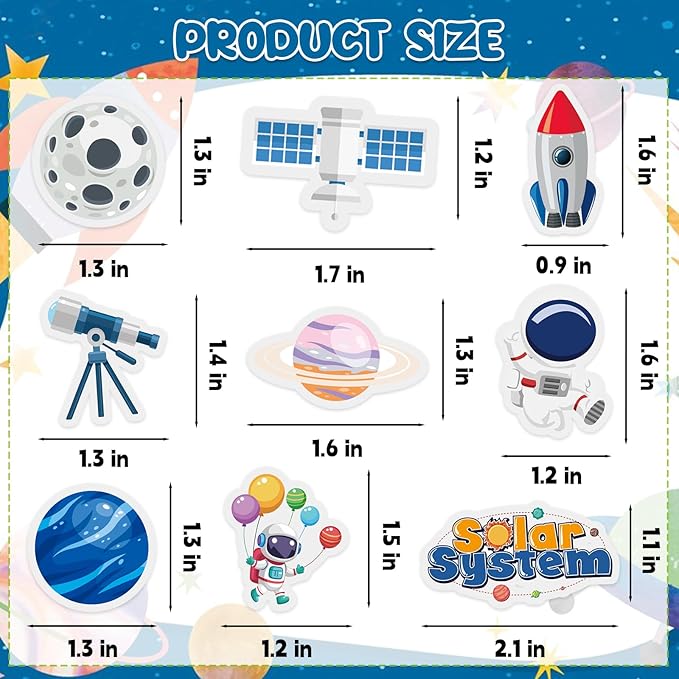 300Pcs Spaces Foam Sticker for Kids, Funny Solar System Planet Sticker Self-Adhesive Outer Space Foam Stickers for Home School Classroom DIY Art Craft Birthday Party Favor