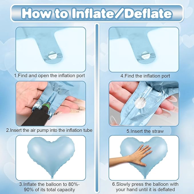 Blue Heart Balloons,24Inch Large Baby Blue Heart Foil Balloons for Valentine's Day Birthday Wedding Baby Shower Anniversary Party Decorations