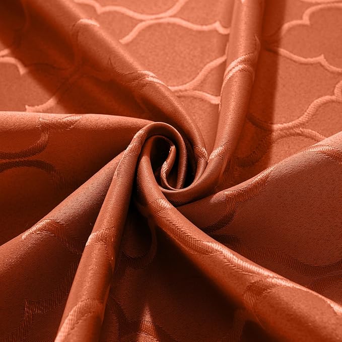 SASTYBALE Rust Jacquard Damask Tablecloth - 52x70 Inch Rectangle (Fits 4-6 Seats) - Fall Thanksgiving Decor - Water Resistant, Wrinkle-Free Polyester Fabric, Rustic Harvest Dining Cover for Parties