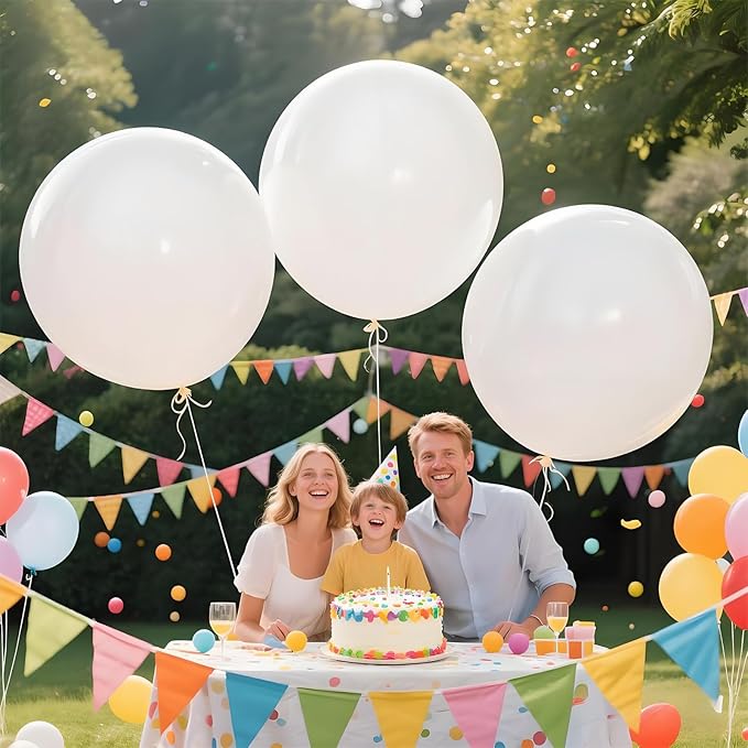 KAWKALSH White Balloons 9pcs 36 Inch Extra Large Big Jumbo Giant Matte White Latex Helium Balloons for Wedding Bridal Graduation Engagement Baby Shower Birthday Party Decorations