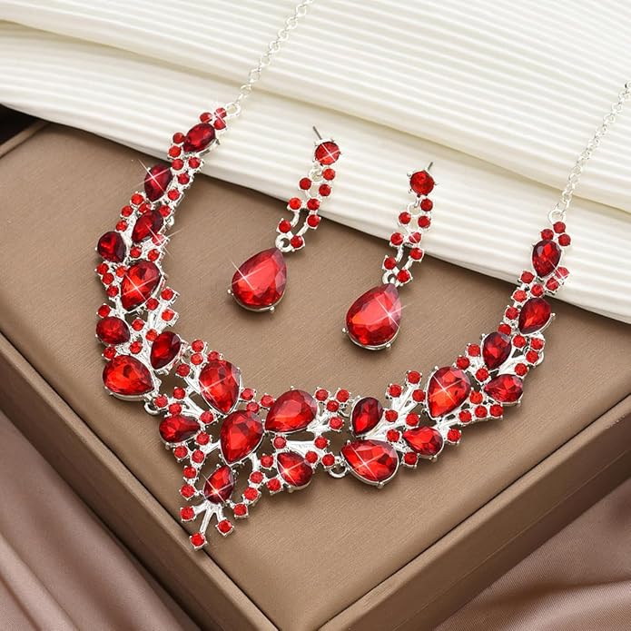 Kamirola Tiaras and Crowns for Women,Tiaras Earrings Necklace, Crystal Bridal Jewelry Set(TR83