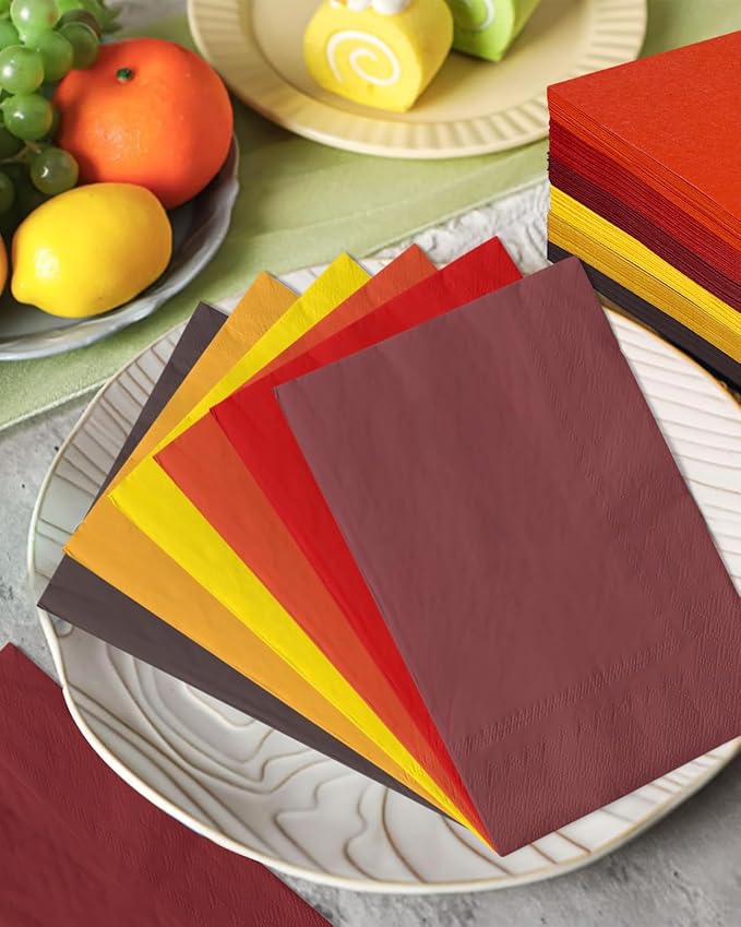 qiqee Red Yellow Paper Napkins 13x16inch Guest Paper Disposable Towels Napkin Paper Hand Towels for Wedding, Dinner, Birthday Party, Dessert Cocktail & Kitchen Napkins( 120 Count)