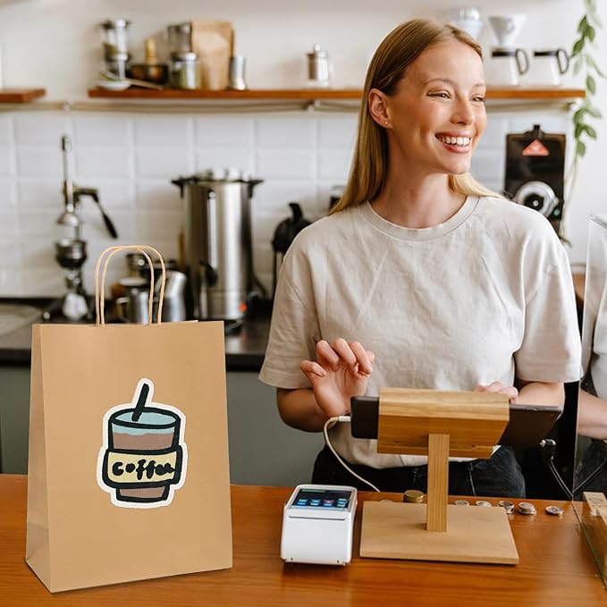 XPCARE Large Brown Paper Bags, 200 Packs 10x5x13 Inch Gift Bags with Handles Bulk Paper Bag with Handles Retail Kraft Paper Bag Brown Gift Bags for Wedding Party Shopping