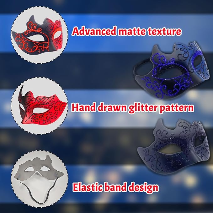 Couple Masquerade Mask Set, Venice Party Mask, Ancient Greek Roman Warrior Venetian Half Face Masks