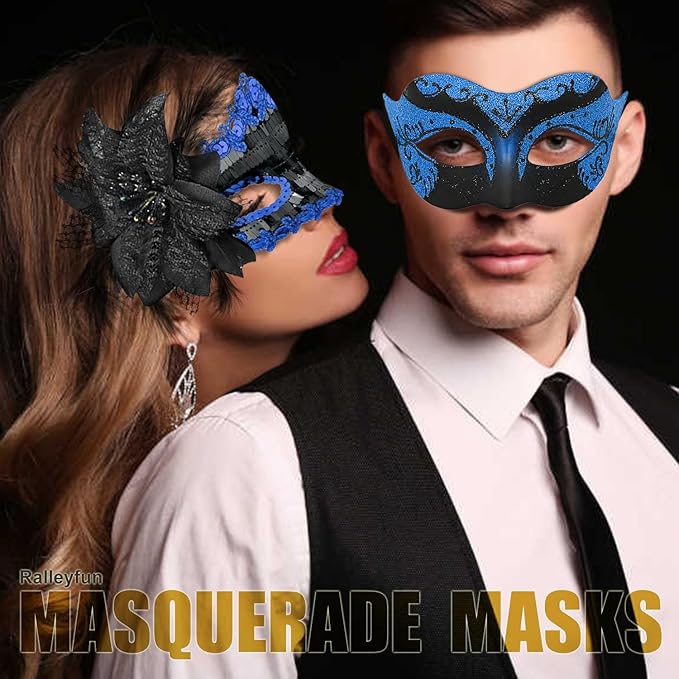 Couple Masquerade Masks for Women Men Venetian Masks for Halloween Carnival Costume Party Prom Ball