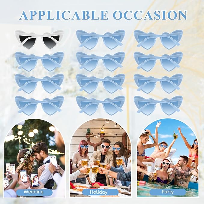 4/6/8/10/12 Pack Bachelorette Sunglasses Heart Sunglasses Vintage Heart Shaped Glasses for Women Bridal Party Wedding