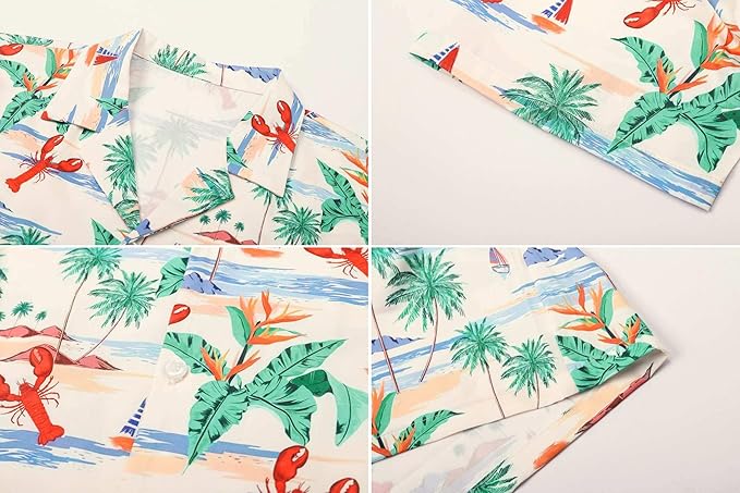 Cromoncent Matching Hawaiian Outfits for Family, Dad and Son Matching Luau Beach Tropical Shirts Mommy Daughter Tropical Sets