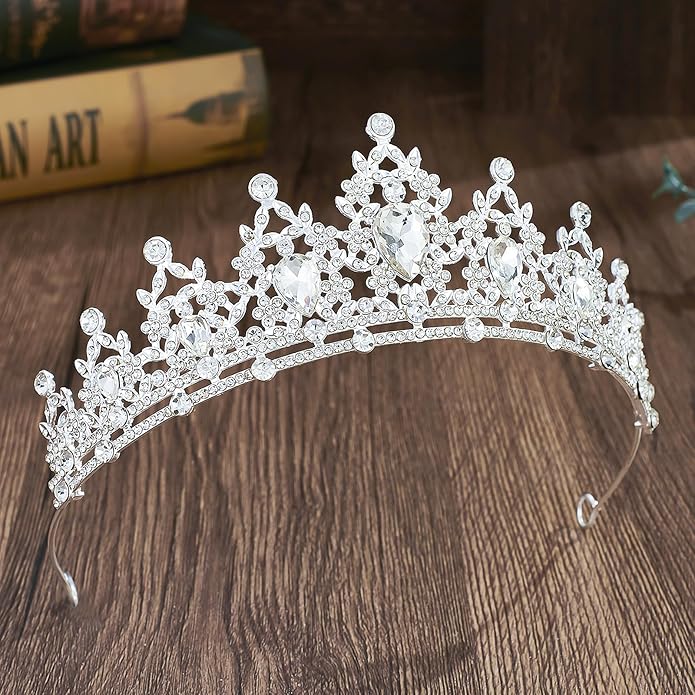 Crystal Tiaras & Crowns for Women, Bride Royal Queen Headband Princess Headpieces for Birthday Cake Crown & Prom Pageant Party