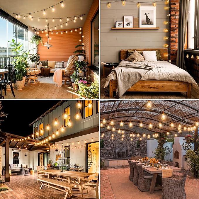 litogo LED Outdoor String Lights with Remote, 232ft (116x2) Waterproof Patio Lights with Shatterproof ST38 Edison Bulbs, Dimmable Outside Hanging Light for Porch, Garden, Party, Bistro, Gazebos