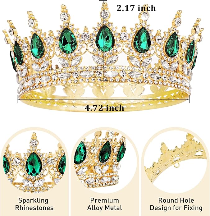 Gold Crown for Women, Crystal Queen Tiaras Headband Wedding Bridal Hair Accessories, Birthday Party Prom Cake Topper