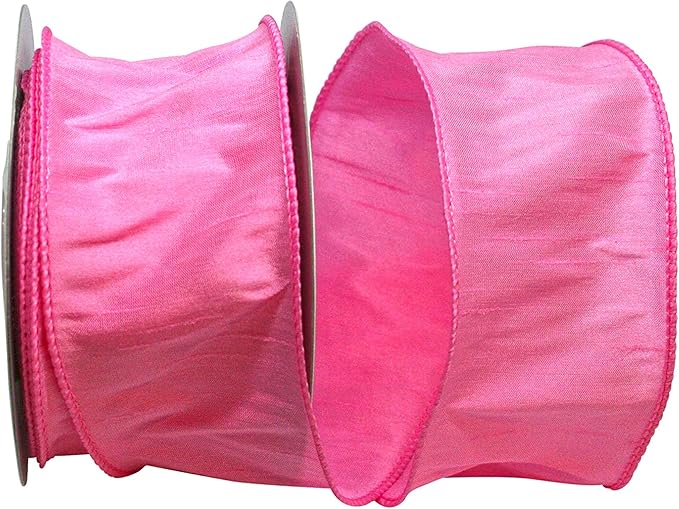 Reliant Ribbon 92975W-061-40F Dupioni Supreme Wired Edge Ribbon, 2-1/2 Inch X 10 Yards, Pink