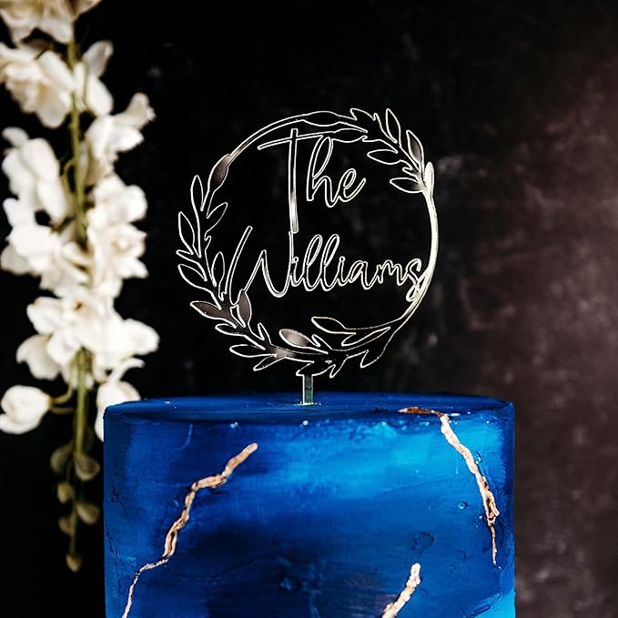 Wedding Custom Personalized Acrylic Wood Cake Topper, Hexagon, Geometric Cake Topper, Birthday Topper, Rustic Elegant Classic Cake Toppers