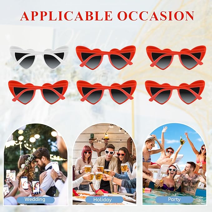 4/6/8/10/12 Pack Bachelorette Sunglasses Heart Sunglasses Vintage Heart Shaped Glasses for Women Bridal Party Wedding