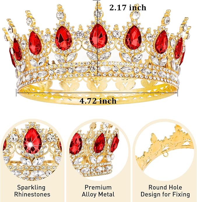 Gold Crown for Women, Crystal Queen Tiaras Headband Wedding Bridal Hair Accessories, Birthday Party Prom Cake Topper