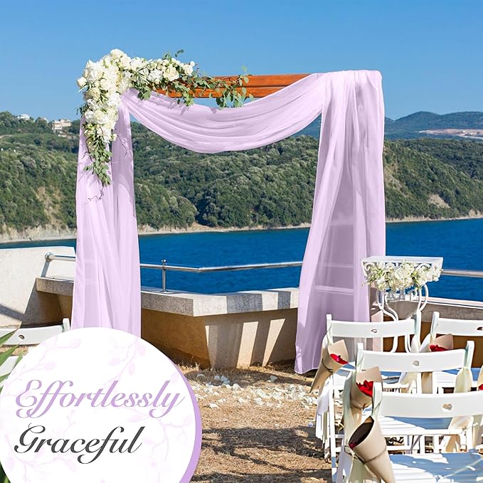 Cheesecloth Table Runner 6 Pack – 35x120 Inch (10ft) Boho Rustic Gauze Cloth Runners – Crinkle Polyester Table Decor for Wedding, Baby Shower, Bridal Shower, Birthday Party and More (Lilac Purple)