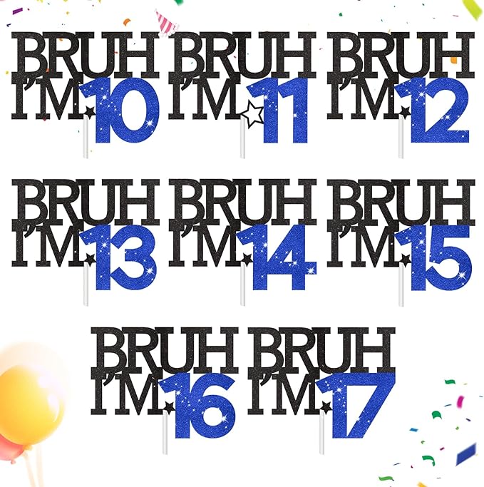 Bruh I'm 16 Cake Topper, Happy 16th Birthday Decorations for Boy, Funny 16th Birthday Cake Topper Birthday Party Decoration Supplies