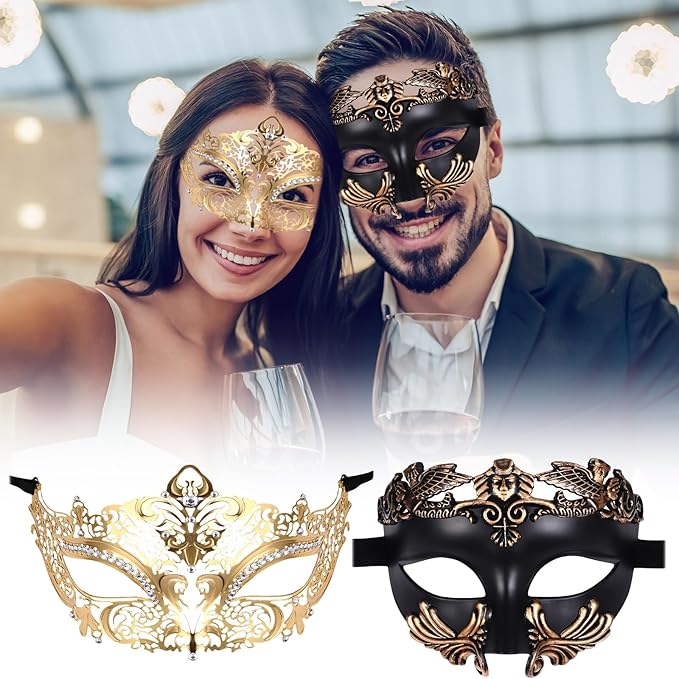 OIDEA Masquerade Mask for Couple - Roman Greek Venetian Mask Halloween Prom Party Costume Ball Mardi Gras Mask for Women Men