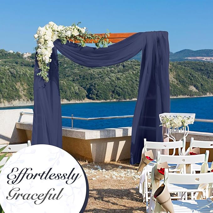 Cheesecloth Table Runner 6 Pack – 35x120 Inch (10ft) Boho Rustic Gauze Cloth Runners – Crinkle Polyester Table Decor for Wedding, Baby Shower, Bridal Shower, Birthday Party and More (Navy Blue)