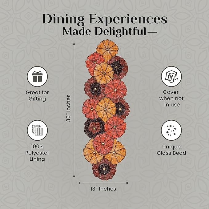 Elegant Dining Table Runner - Glass Beads & Polyester Glirtz Farmhouse 36 inch Table Runner for Wedding Party Baby Shower Birthday Home Decor Holiday Decorations (Multi) - CLEENTABLE