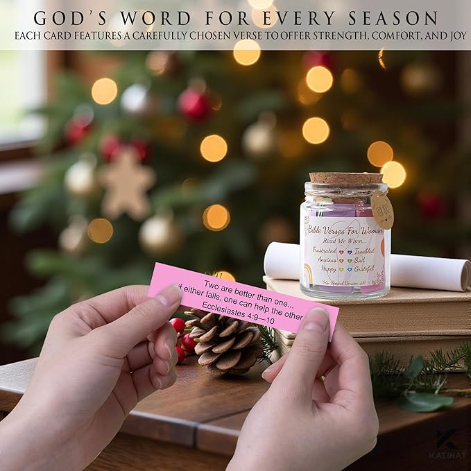 Bible Verse Jar for Women – 92 Color-Coded Scriptures for Encouragement, Inspirational Christian Present, Birthday Surprise for Her, Meaningful Christmas Gift for Women