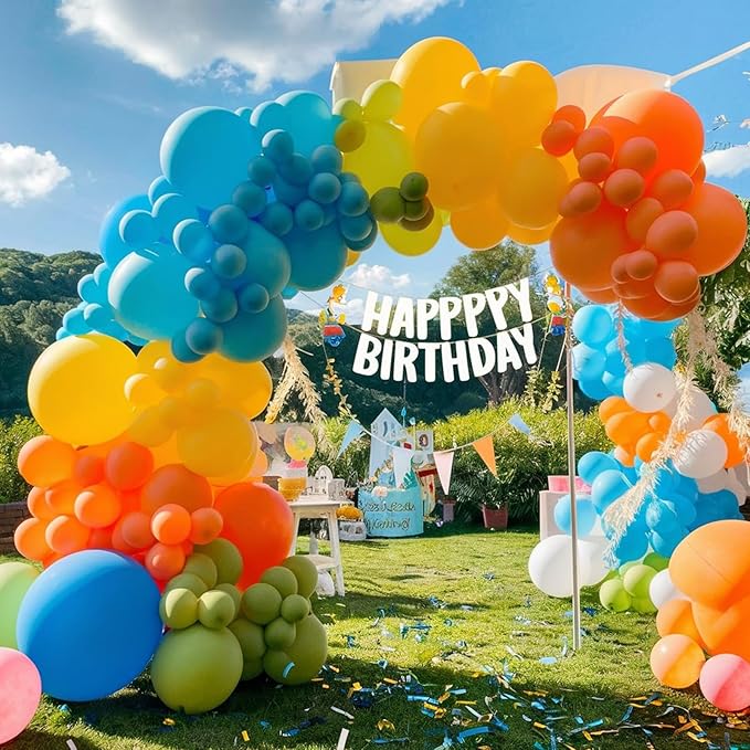 120 Pcs Summer Tropical Balloon Arch Kit, Hot Pink Green Orange lime Green Teal Blue Yellow Latex Rainbow Balloon Garland Kit for Hawaiian Luau Aloha Birthday Baby Shower Pool Party Decorations