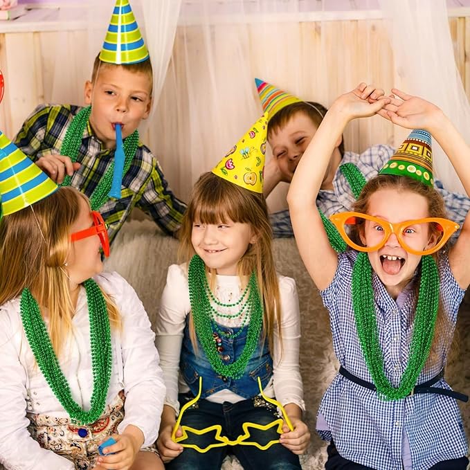 12PCS St Patricks Day Necklace, St Patricks Day Beads Necklace Accessory Set, Mardi Gras St Patricks Costumes Necklaces, Festive Accessories for Mardi Gras St. Patricks Parade Throws Decorations