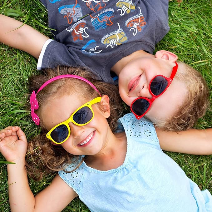 Pibupibu Kids Neon Colors Party Favor Supplies Unisex Sunglasses Pack of 8