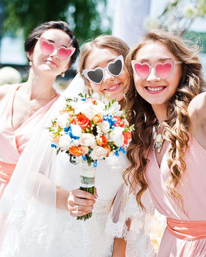 Flutesan 15 Pairs Heart Shaped Sunglasses Vintage Cat Eye Sunglasses for Bachelorette Party Supplies